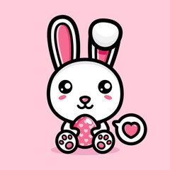 Wall Mural - cartoon cute bunny vector design sitting holding easter egg