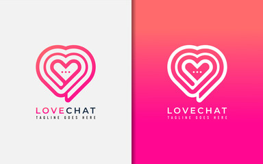 Poster - Creative Love Chat Logo Design. Abstract Love Shape Made From Modern Lines. Vector Logo Illustration.