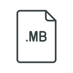 Poster - MB file format line icon. Linear style sign for mobile concept and web design. Simple outline symbol. Vector illustration isolated on white background. EPS 10.