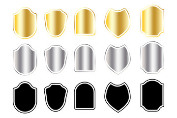 Poster - royal collection with gold black silver shields. Shield icon vector. Medieval shield. Stock image.