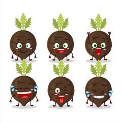 Sticker - Cartoon character of black radish with smile expression