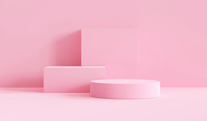 Poster - minimal abstract background 3d rendering abstract geometric shape group set pink