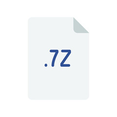 Poster - 7Z file format flat icon. Linear style sign for mobile concept and web design. Simple color symbol. Vector illustration isolated on white background. EPS 10.