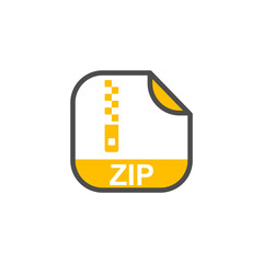 Leinwandbilder - zip file extension, rounded square icon with symbol - format extension icon vector illustration.