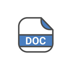 Leinwandbilder - doc file extension, rounded square icon with text - format extension icon vector illustration.