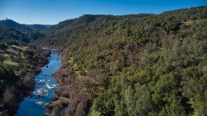 Wall Mural - Aerial view of American river near Coloma California 