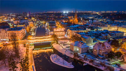 Wall Mural - Downtown of Bydgoszcz in winter at dusk, Poland