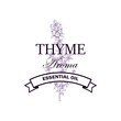 © Kseniia - Thyme essential oil logo with hand drawn elements. Vector illustration in sketch style isolated on white background