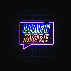 Wall Mural - Learn More Neon Signs Style Text Vector