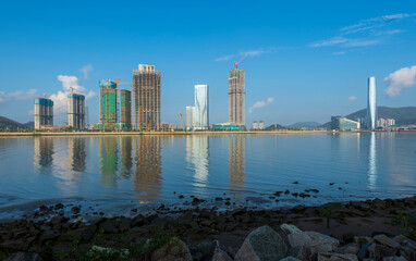 Estate project under construction in Hengqin, Zhuhai, Guangdong, China