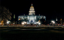 Colorado State Capitol By Night In Denver, United States