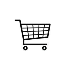 Poster - Shopping cart icon symbol. Flat shape trolley web store button. Online shop logo sign. Vector illustration image. Black silhouette isolated on white background.