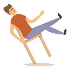 Poster - Careless man on chair icon. Cartoon of careless man on chair vector icon for web design isolated on white background