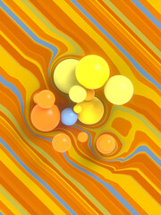 Poster - 3d rendering group of colored balls on light striped backdrop. Graphic design element. Digital illustration background