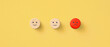 © Worawut - The client's selected the sad face icon on wooden cube on blue background, Customer service evaluation and satisfaction survey concepts