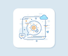 Poster - Cogwheel line icon. Abstract square vector button. Engineering tool sign. Idea bulb symbol. Cogwheel line icon. Speech bubble concept. Vector