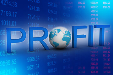 Poster - 3d rendering Profit with globe
