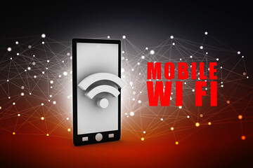 Poster - 3d rendering Transmitter mobile WiFi