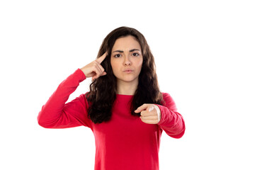 Wall Mural - Adorable teenage girl with red sweater