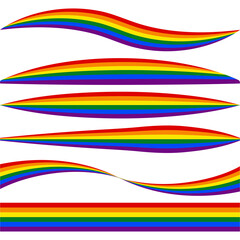 Poster - horizontal stripes lgbt flag with different profile shape vector lgbt pride flag curved stripes