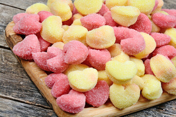 Poster - Gnocchi hearts on a wooden cutting board