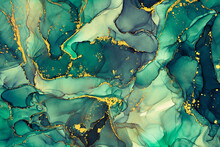 Currents Of Translucent Hues, Snaking Metallic Swirls, And Foamy Sprays Of Color Shape The Landscape Of These Free-flowing Textures. Natural Luxury Abstract Fluid Art Painting In Alcohol Ink Technique