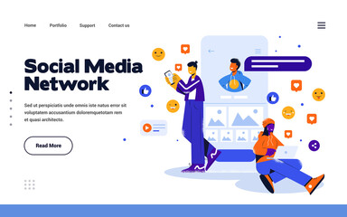 Wall Mural - modern flat design illustration of social media network