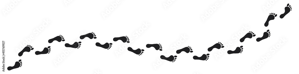 Step footprints paths. footstep prints and shoe steps . shoe tread footprints vector illustration isolated on white background. - obrazy, fototapety, plakaty 