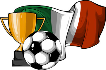 Sticker - football ball with cup and italina flag vector