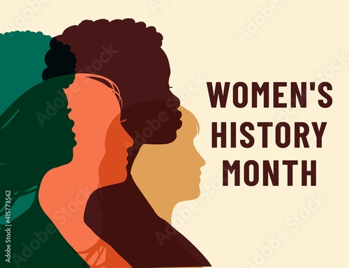 Womens History Month. Women's day. Poster with different women. 8 march © designervector