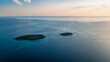 Drone view of small islands in Pula Rovinj Croatia
