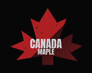 vector illustration of text, canada, maple, perfect for the design of t-shirts, shirts, hoodies, und