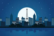 paris city architecture silhouette at night scene