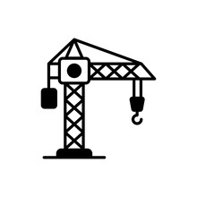 Tower Crane Vector Icon Style Illustration. EPS 10 File
