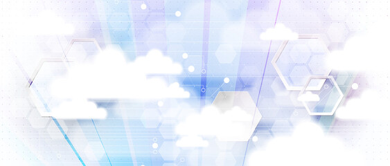 Modern cloud computer technology. Integrated digital web concept background. Data exchange
