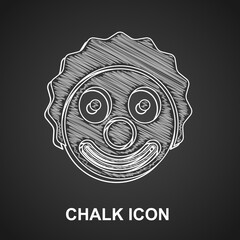 Poster - Chalk Clown head icon isolated on black background. Vector.