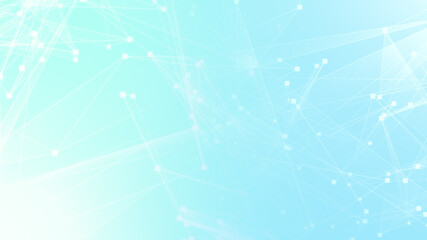 Fototapete - Abstract blue white polygon tech network with connect technology background. Abstract dots and lines texture background. 3d rendering.