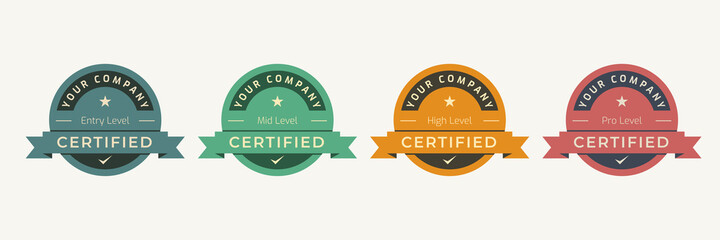 Wall Mural - certified logo badge template. digital certification emblem with vintage concept design. vector illu