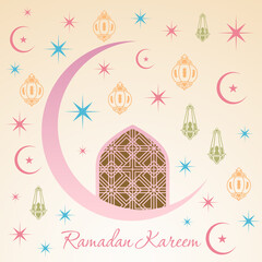 Ramadan Kareem greeting card for the Muslim community festival celebration.