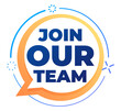 Banner Join our team. Search for employees. Vacancy, agitation for work. Loudspeaker with text. Hiring an employee. Advertising offers, announcements on social networks