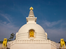Buddhist Stupa Isolated With Amazing Blue Sky From Unique Perspective