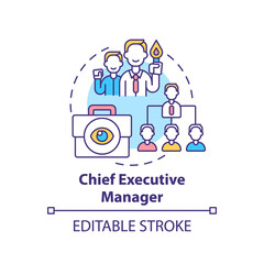 Wall Mural - Chief executive manager concept icon. Top management positions. Corporate executives managing organization. Job idea thin line illustration. Vector isolated outline RGB color drawing. Editable stroke