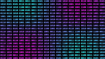 Poster - Abstract binary code background - wall of 4-digit binary numbers in blue gradient on black background - 3D illustration