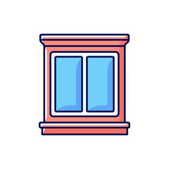 Sticker - Window interior trim RGB color icon. Window decoration. Home improvement. Decorative trim. Moulding installing for high-end look. Keeping windows structurally sound. Isolated vector illustration