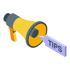 Poster - Megaphone tips icon. Isometric of megaphone tips vector icon for web design isolated on white background