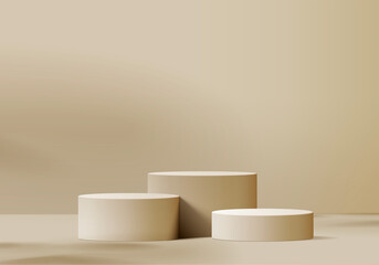 3d display product beige minimal scene with geometric podium platform. cylinder background vector 3d