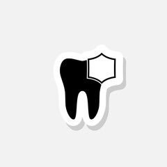 Wall Mural - Tooth with shield icon isolated on white and black background