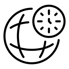 Poster - Global work hours icon. Outline global work hours vector icon for web design isolated on white background