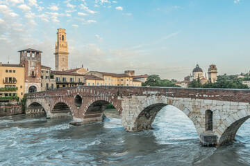 Sticker - Italy, Verona. Ponte Pietra (Roman Bridge)