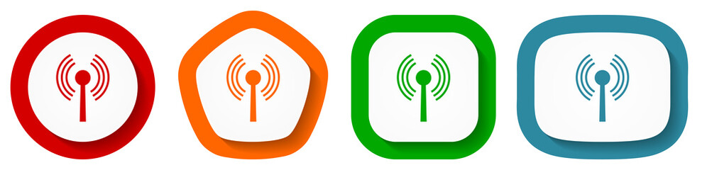 Poster - Wifi vector icon set, flat design buttons on white background